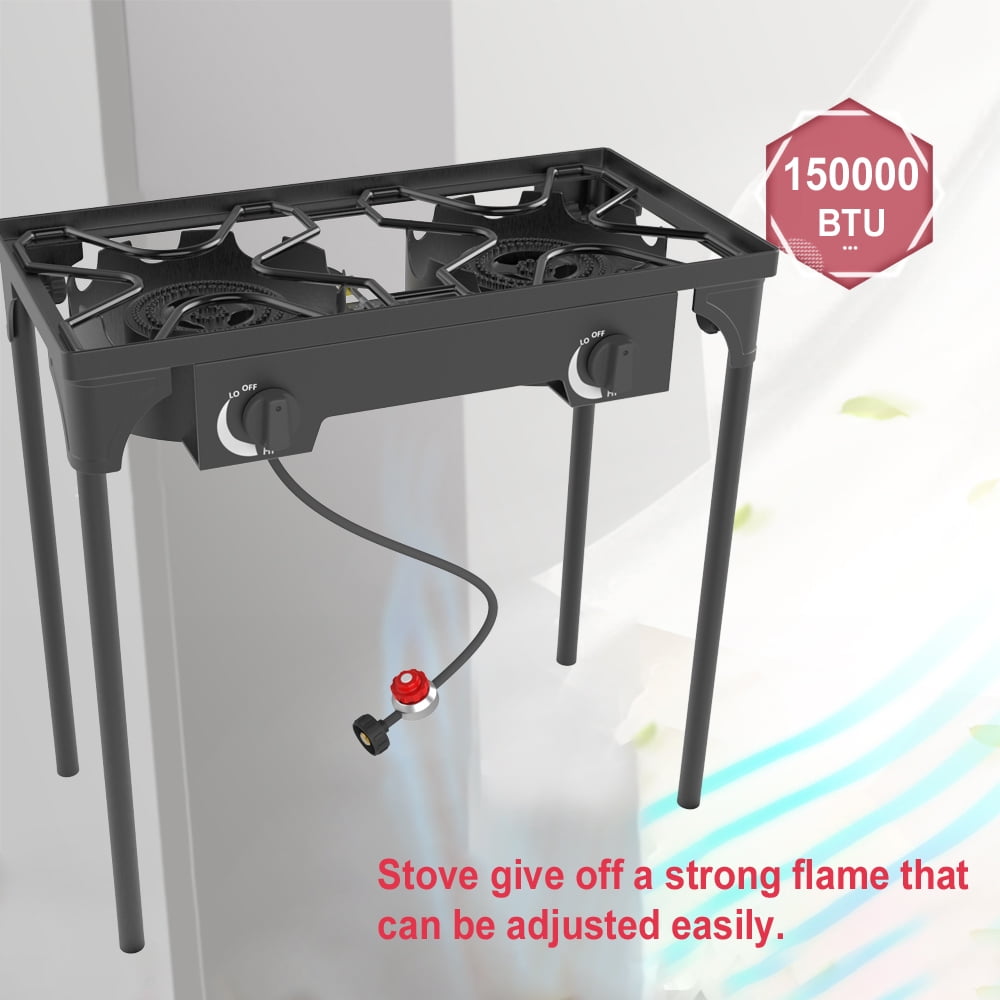 KAPAS Portable 2-Burner Propane Stove, Outdoor/Indoor Use, 15,000 BTU, Model KPS-DB02
