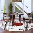 thumbnail image 3 of Round Rugs 5Ft, Black White Botanical Round Area Rug Washable Indoor Throw Carpet, Red Moon Ink Wash Art Soft Non Slip Circle Rug for Cabinet Bathroom Home Decor Aesthetic, 3 of 8