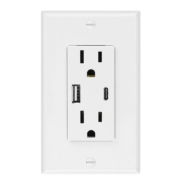 Enchufe de pared estándar de EE. UU. Tipo USB A tipo C Adaptador de corriente de carga Salidas dúplex de alta velocidad