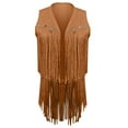Lovskoo Womens Vintage Western Fringe Vest Tops Classic Suede Leather