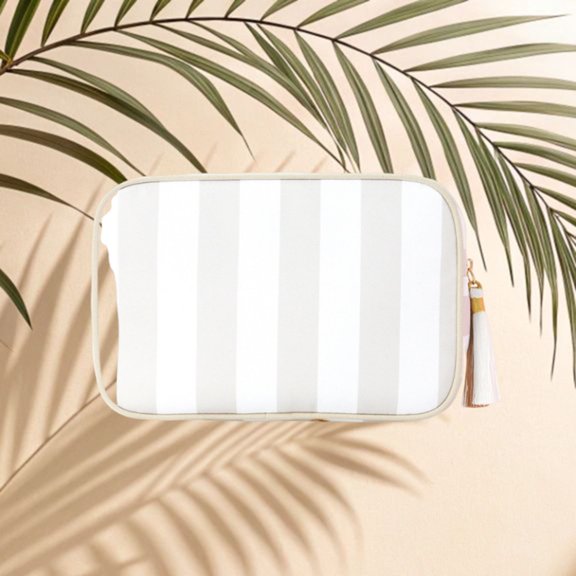 Cadorn Striped Canvas Clutch Bag for Women Portable Tassel Design Fashionable Cosmetic Organizer for Travel Beach Casual Outings and Daily Use