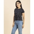 thumbnail image 5 of Moomaya Womens Styled Back Peplum Top, Printed Round Neck Vacation Crop Top, 5 of 7