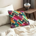 thumbnail image 6 of DouZhe Velvet Decorative Throw Pillow Covers Set of 2, Soft Square Cushion Cover with Invisible Zipper Abstract Colorful Pencils Printing, 18"x18", 6 of 7