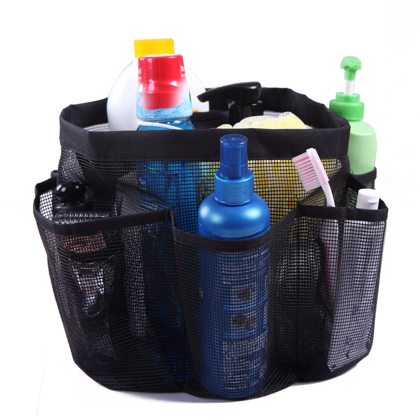 Black Quick Dry Shower Tote Bag Oxford Hanging Toiletry and Bath Organizer with 8 Storage Compartments for Shampoo Soap and Other Bathroom Accessories VousNous Mesh Shower Caddy Conditioner
