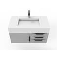 thumbnail image 3 of Nile 36" Gray Wood Floating Vanity with White Top and Black Trim, 3 of 8