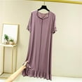 thumbnail image 2 of Timegard Robes de Maison pour Femmes Col en V Volants Manches Courtes Chemises de Nuit Douces Confortables Décontractées Robes de Nuit, 2 of 4