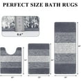 thumbnail image 4 of Findosom 3pcs Bathroom Rugs Set with U-Shaped Mat , Non Slip, Quick Drying, Water Absorbent Bath Rug Mat Carpet Machine Washable 18"x26"+18"x48"+U 20"x24" Dark Gray, 4 of 9
