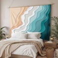 thumbnail image 3 of Teal Green Large Tapestry for Bedroom Wall Hanging Tapestry,Geometric Brown White Beach Waves Gradient Ceiling Backdrop Tapestries Poster Blanket Wall Decor for Teens Room Living Room Dorm 100" x 59", 3 of 8