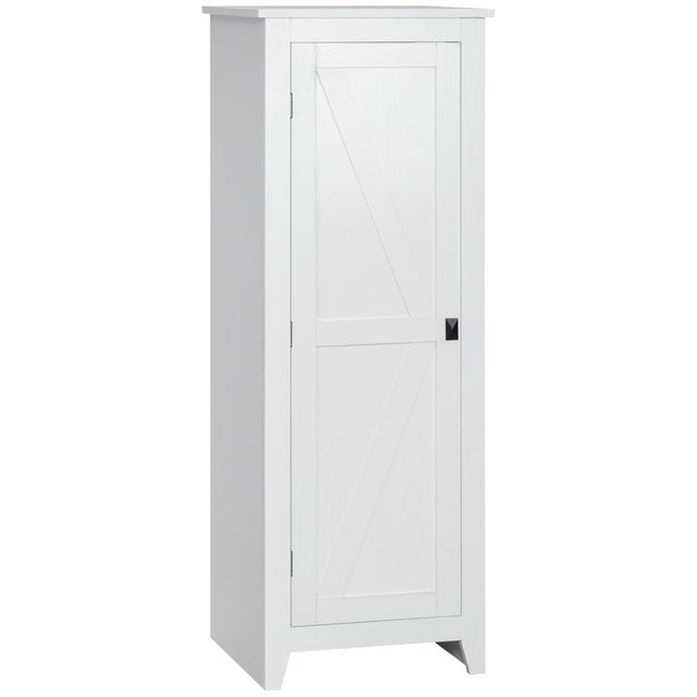 HOMCOM 48" Kitchen Pantry, Storage Cabinet with Barn Door, White