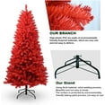 thumbnail image 3 of imerelez Artificial 6ft Pre-Lit Artificial Christmas Tree with 804 PVC Branch Tips, Hinged Premium & Foldable Base for Indoor Holiday Decorating Red, 3 of 9