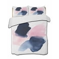 thumbnail image 2 of Quilts Queen Size, Navy Blue Pink Art Soft Comforter Bedding Set for Bed, Abstract Geometric Luxury Lightweight Quilted Bedspread with Pillow Cover(2 Pieces) for All Season, 90x96 Inch, 2 of 6