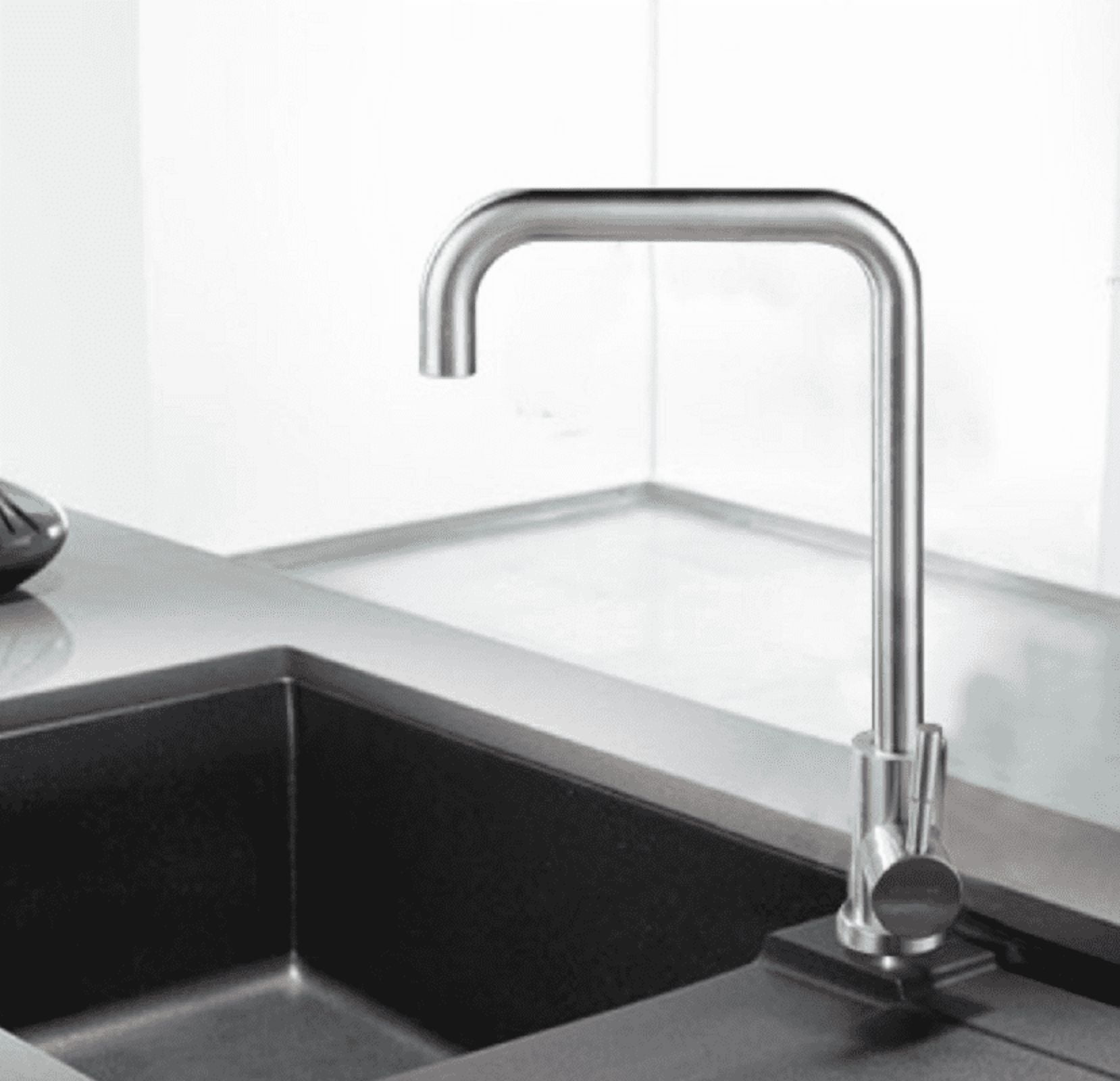Kitchen Sink Faucet Stainless Steel Brushed Nickel Mix Hot & Cold Water Taper Single Handle Suit for 1 Hole