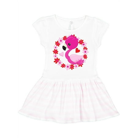 

Inktastic Cute Flamingo Floral Wreath Hearts - Pink Red Gift Toddler Girl Dress
