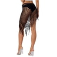 thumbnail image 3 of INSPIRE CHIC Women's Hollow Out Tassle Skirts Beach Cover Up Fish Net Wrap Mesh Sheer Maxi Sarong Swimwear M Black, 3 of 5