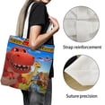 thumbnail image 3 of Little Dino School Bolso de tela con estampado de lienzo para mujer, bolsa de compras reutilizable y estética, con cremallera interior, regalo para mujer,38*45cm., 3 of 6