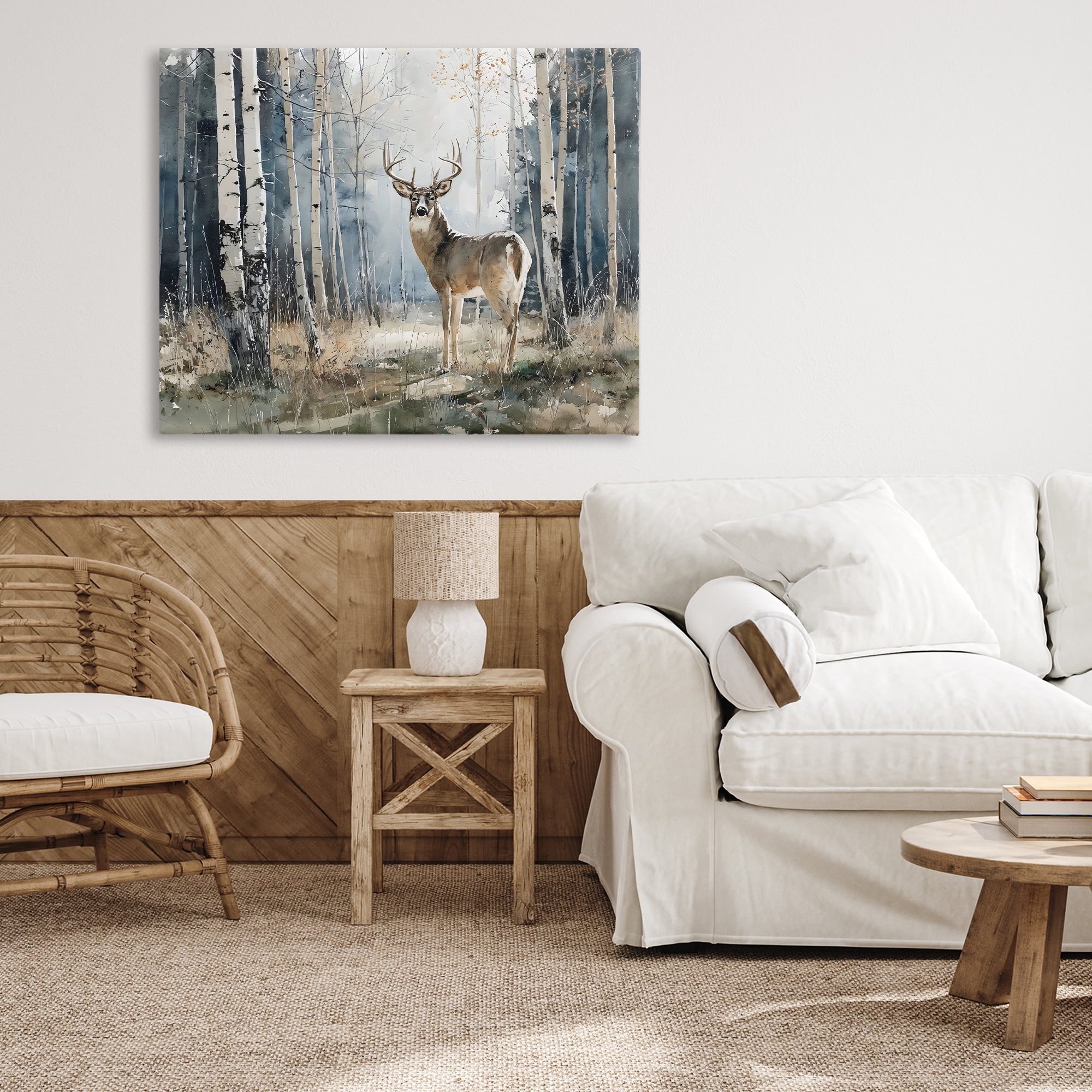 Stupell Industries Lone Stag in Birch Forest Canvas Wall Art, design by Franklyn Gregory