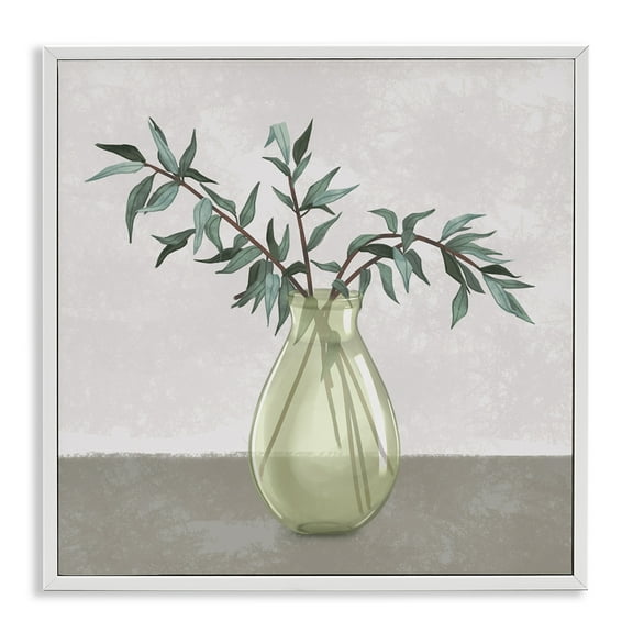 Stupell Industries Vase And Plant Neutral Grey Design Botanical & Floral Painting White Framed Art Print Wall Art, 17 x 17