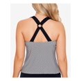 thumbnail image 2 of SWIM SOLUTIONS Women's Black Micro Check Stretch Full Bust Support Ring Adjustable Tankini Swimsuit Top 8, 2 of 2