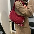 thumbnail image 3 of SPEKSEE Deerskin Velvet Studded Shoulder Bag Rivet Frosted Underarm Bag Y2K Fashion Hobo Bag for Shopping Travel Work, 3 of 18