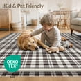 thumbnail image 4 of ODIKA 8'x10' Washable Area Rug Durable, Non-Slip Rag Checkered Layered Gingham Border Doormat Farmhouse Plaid for Living Room, Under Sectional, Family, 4 of 7