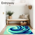 thumbnail image 3 of ODIKA 5'x7' Machine Washable Non-Slip Area Rug, Dynamic Ocean Swell Latch Hook with Flowing Wave Motifs High Traffic Rug with Pad, Blue, 717458, 3 of 8