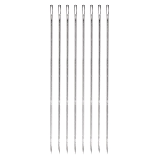 Unique Bargains 8PCS Upholstery Needle Large Eye Extra Long 8in Sewing Needles Straight Hand Needles Easy to Thread