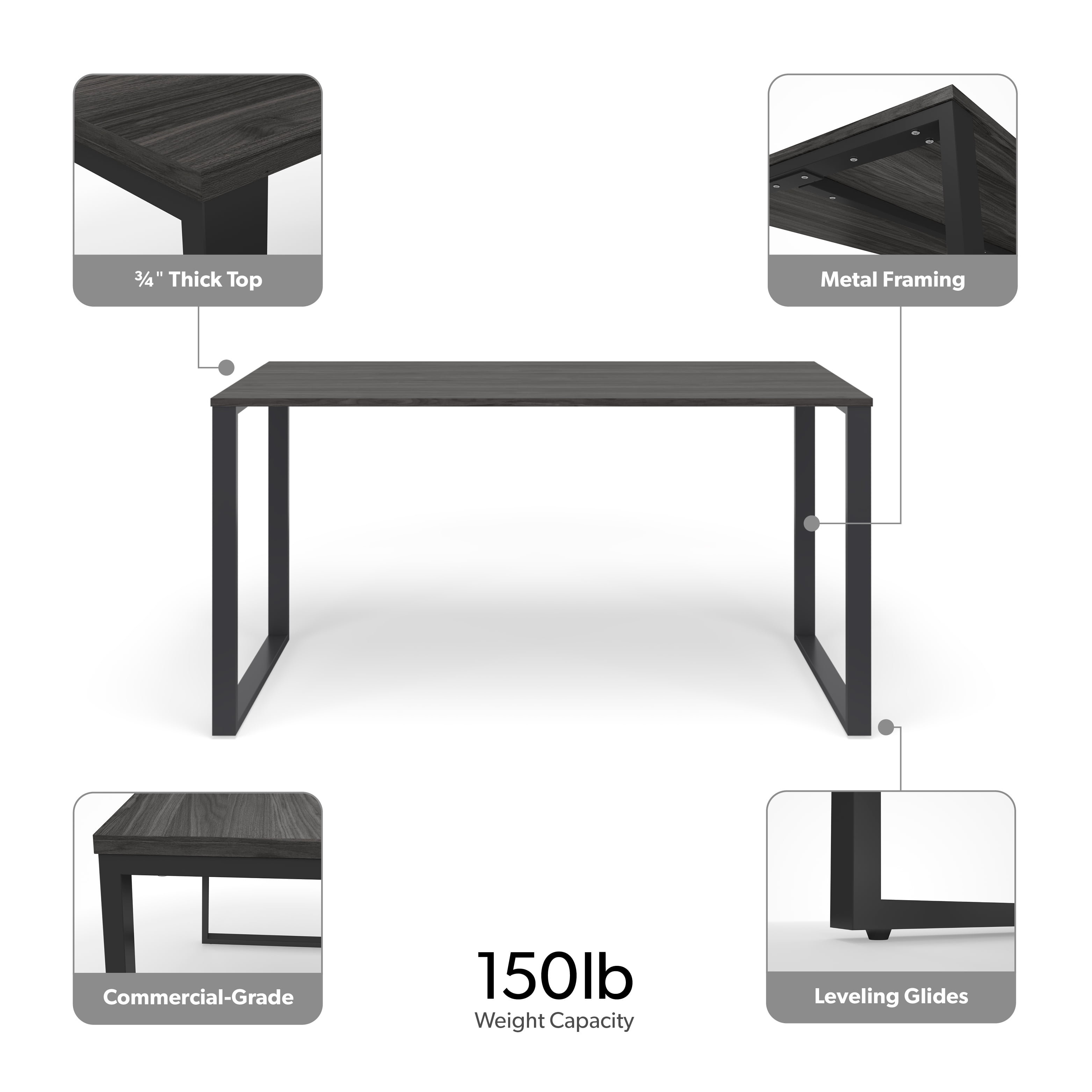 HON Basyx 55” Commercial-Grade Executive Desk, in Charcoal/Gray (BSX55MOLCG)