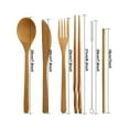 thumbnail image 7 of Bamboo Utensil Set Reusable Travel Cutlery – Eco Friendly Portable Flatware Kit with Wooden Fork, Spoon, Knife, Chopsticks & Straw – Lunch Box Accessories for Work, Camping, Picnic(Pink,7.9x2"), 7 of 7