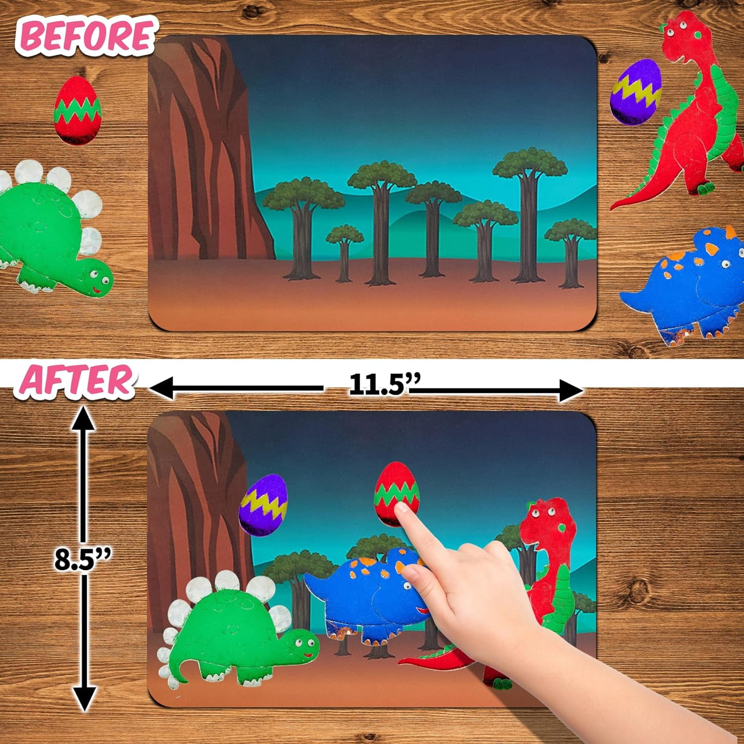 Playbees Foil Fun Dinosaurs - Preschool Arts and Crafts Kit for Kids- No Mess Art for Boys & Girls Ages 4, 5, 6, 7, 8, 9 Years Old - DIY Creative Activity - Art & Craft Activity - Art Supplier Toys