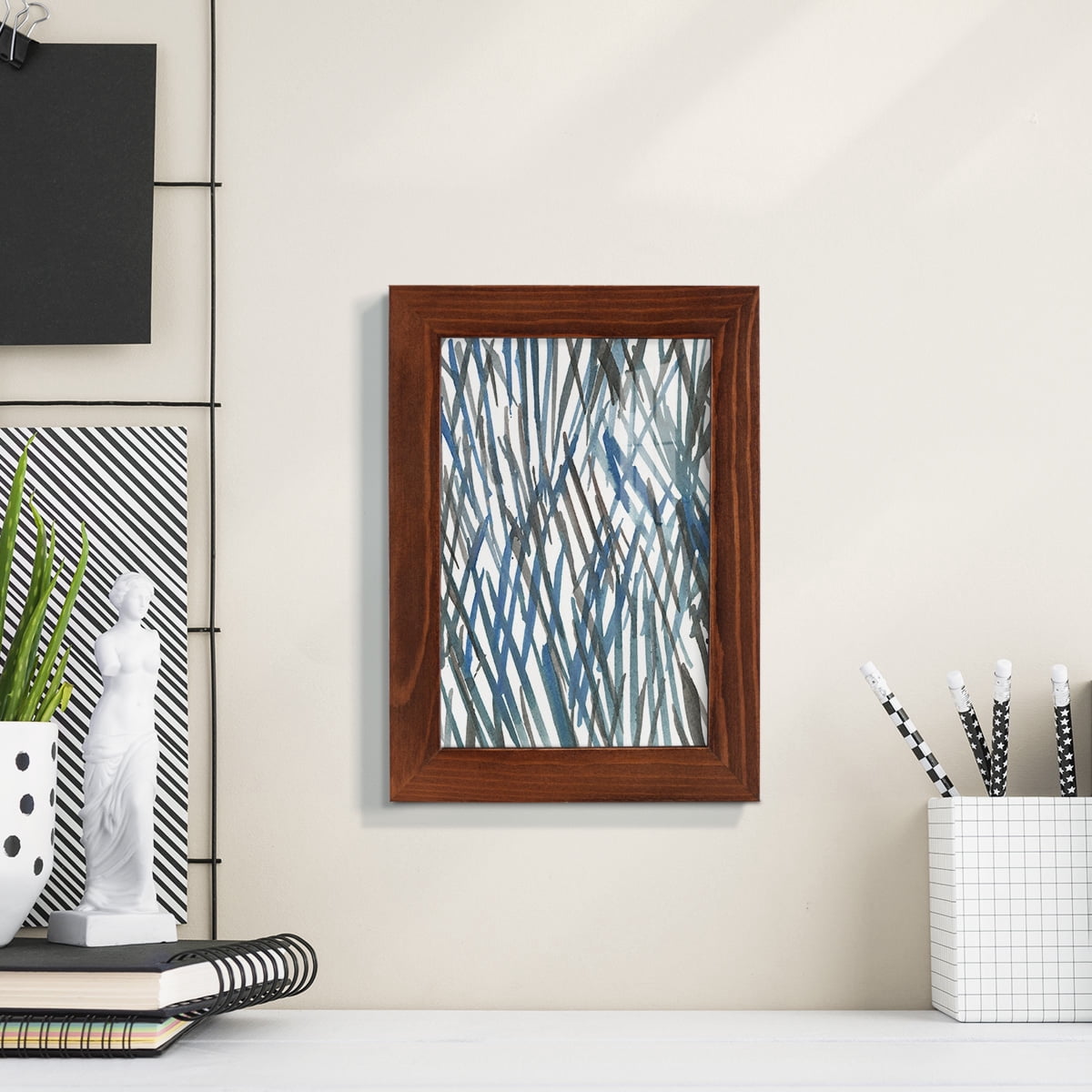 Blue Grass II - Framed Print w/glass - Chestnut