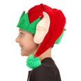 thumbnail image 4 of Sombrero de duende para niños, divertido, suave, rojo y verde, con orejas, 4 of 5