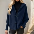 thumbnail image 2 of XPMWRP Women's Sweaters Winter Hooded Cardigans Button Up Knit Coats Jackets Lantern Sleeve Outerwear with Pockets Navy S, 2 of 8