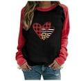 thumbnail image 1 of Prime Articles Livraison le Jour Même Femmes Décontracté Raglan Manches Longues Saint-Valentin Imprimé Chemise Chandail Hauts Blouse, 1 of 6