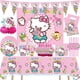 thumbnail image 2 of Juego de decoraciones para fiesta de cumpleaños de Hello Kitty con dibujos animados, vajilla desechable para niñas, vasos, platos, servilletas, pajitas, suministros para baby shower, 2 of 5