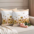thumbnail image 2 of Sunflower Outdoor Waterproof Pillow Covers, Fallen Leaves Fruit Thanksgiving Buffalo Check Decorative Square Throw Pillowcase Sofa Cushion Sham for Patio/Couch/Chair, 24"x24" 2 Pack, 2 of 8