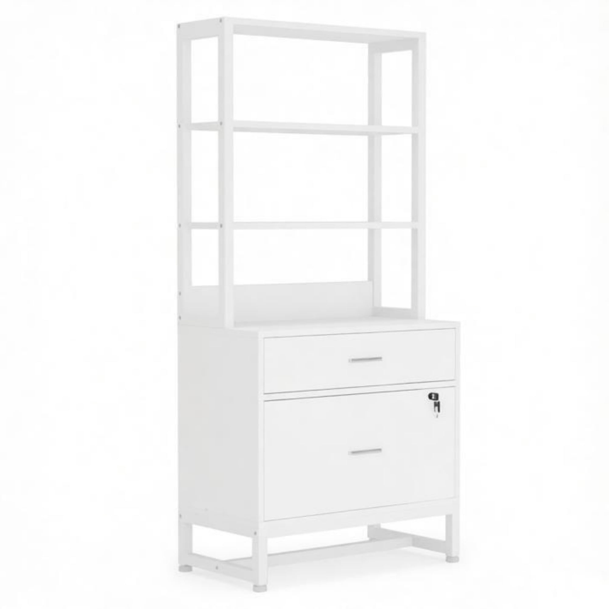 Vertical File Cabinet, 2-Drawer Filing Cabinet with Open Storage Shelves, 38.39 in x 17.72 in x 11.42 in