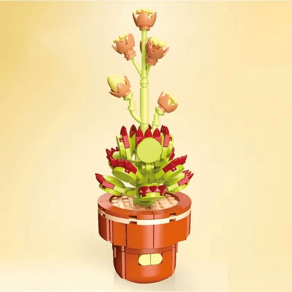 Wizardi Tomentosa Building Brick Kit F07N11-27-24 ‚Äì Artificial Botanical Carnivorous Plant Toy, Eco-Friendly ABS Plastic 113 Pcs, 3.1x3.1x6.3" Desktop Decor for Adults & Teens