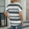 thumbnail image 5 of Uaswgudfs Women's Casual Striped V-Neck Pocket T-Shirt - Summer Leisure Short Sleeve Blouse Top, 5 of 7