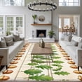 thumbnail image 4 of Green Leaf Washable Living Room Rugs 5'x8', Brown Oak Fruit Plants Cartoon Fruits Abstract Beige Low Pile Throw Large Area Rug Non-Slip Sturdy Edge Binding Carpet for Living Room Kitchen Office, 4 of 9