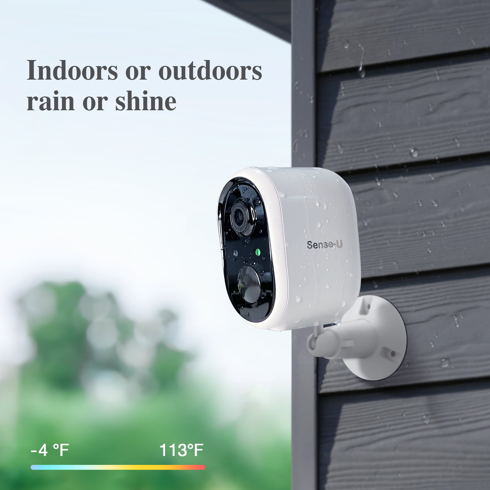 Sense-U Smart Battery Baby Monitor Security Camera, Indoor/Outdoor Use, AI Breathing Detection, 1080p Video Monitor, Wireless Camera, 2-Way Audio, No Monthly Fee