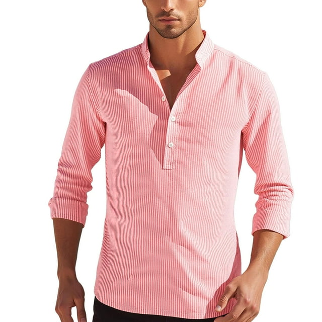 Xdzjlr Polo pour Hommes Été Rayé Manches Longues T-Shirts Amples TG