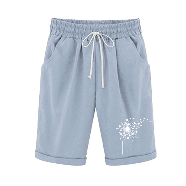 Mujeres Pantalones Cortos Casual, Cintura Elástica Día de la Independencia de la Impresión Pantalones Cortos con Cordón con Bolsillos para Verano Primavera de Uso Diario, Pantalones Cortos de Verano P