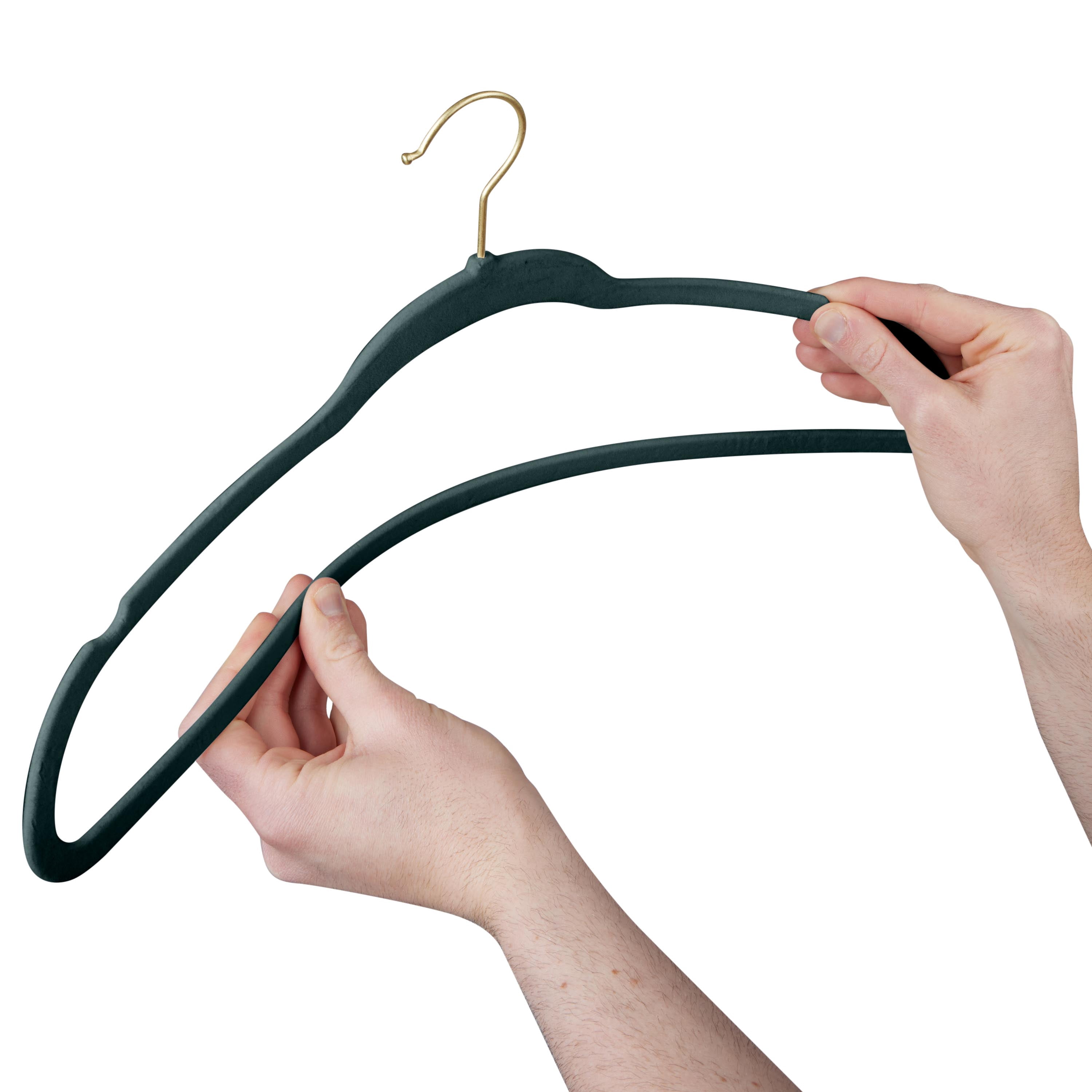 Simplify 75 Pack Velvet Gold Hook Hangers in Emerald