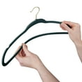 thumbnail image 4 of Simplify 75 Pack Velvet Gold Hook Hangers in Emerald, 4 of 7