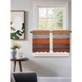 thumbnail image 3 of Orange Wooden Tier Curtains 36 Inch Length,Sheer Curtains for Bedroom Living Room Window Grey Stripe Gradient Country Rustic Grain Small Half Window Kitchen Curtains & Drapes 27.5"x36" 2 Panels, 3 of 6