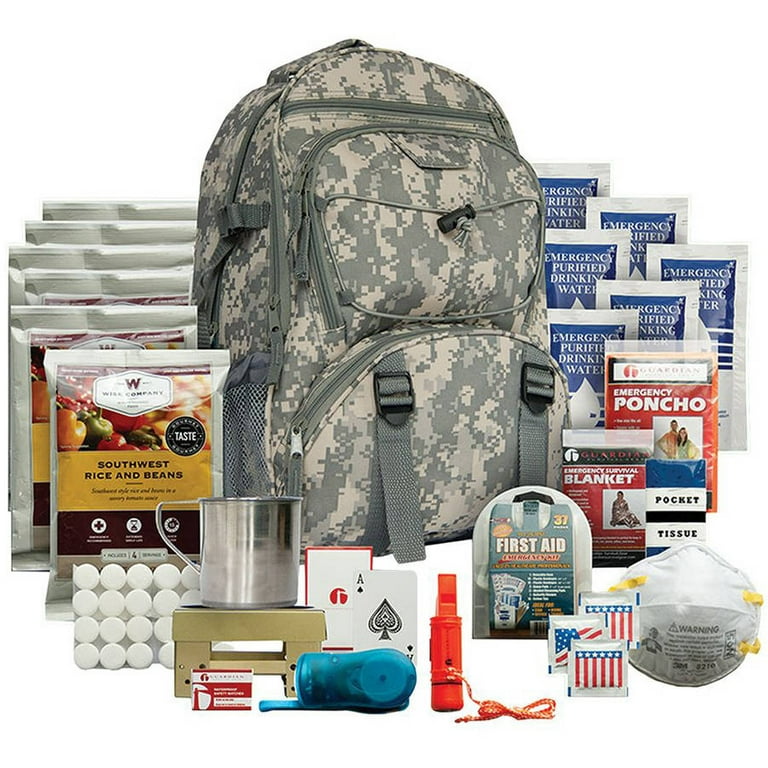 Wise Five Day Emergency Backpack with Food & Water & First Aid for One Person (Camo), Size: 5-Day Survival Backpack, Multi-Colored