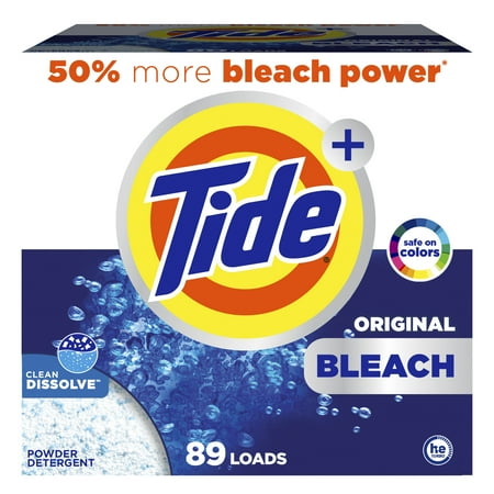 Tide Powder Laundry Detergent With Bleach, Original Scent, 129 Oz, 89 Loads