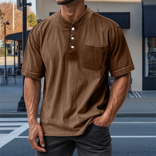 pstuiky camisetas de hombre, Blusas/camisetas casuales de verano para hombre, de color liso y cuello redondo camisetas de hombre l