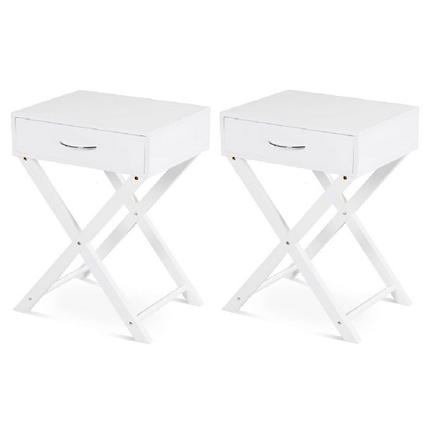Topbuy 2PCS Morden Accent X Base Nightstand Sofa End Table Bedroom