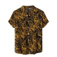 thumbnail image 2 of Ruziyoog Summer Short-Sleeved Men Flower Shirt Short-Sleeved Trendy Personalized Casual Floral Button Down Hawaiian Shirt 100% Cotton Black XXL, 2 of 5